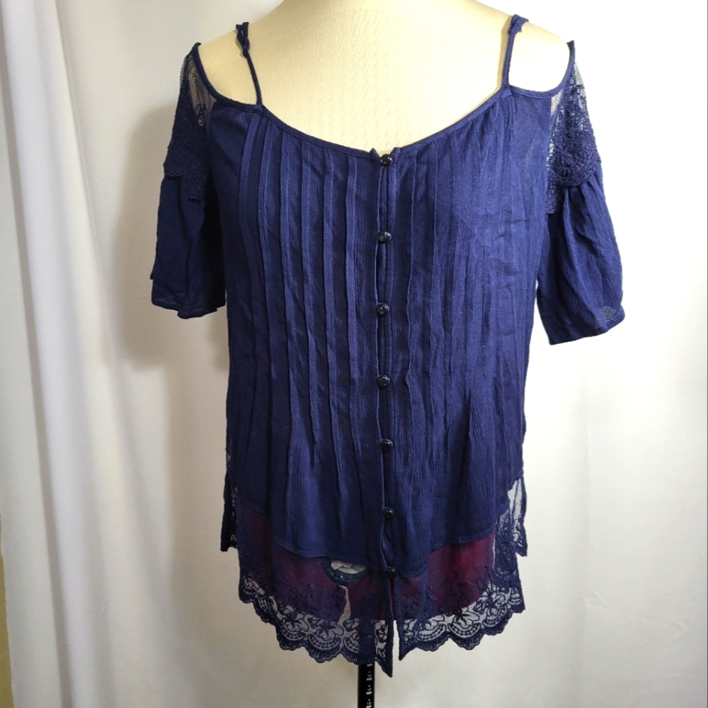 Pixley peek a boo shoulder tunic women's S #799